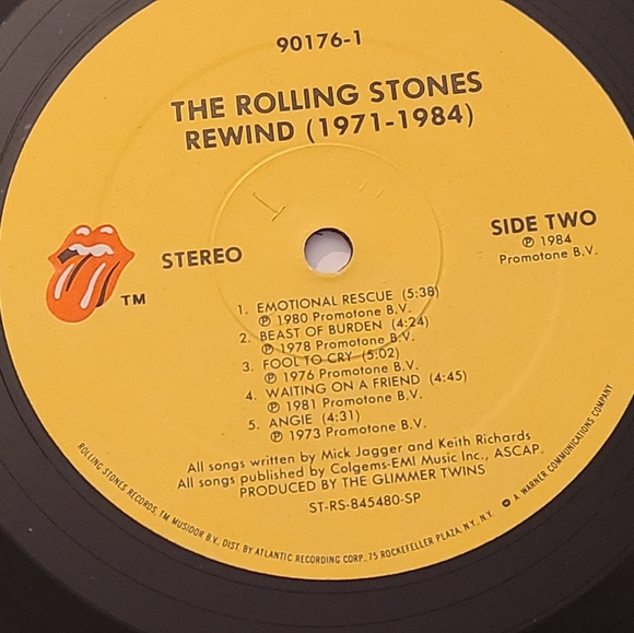 The Rolling Stones Rewind 1971-1984 vintage vinyl record. Black yellow LP FAIR - Picture 2 of 9